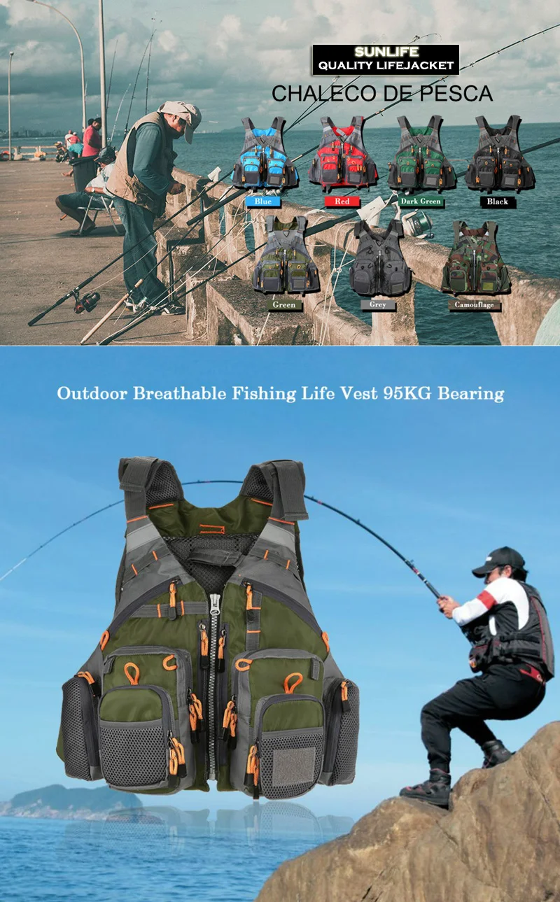 2022 Life Jacket Multifunction Boat Life Vest Kayak Fishing Clothing