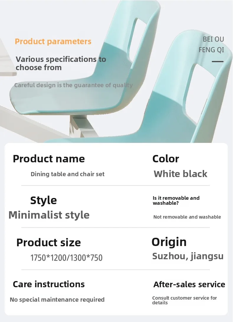 product modern four person dining table chair set wood panel rock slab school canteen restaurant furniture-10