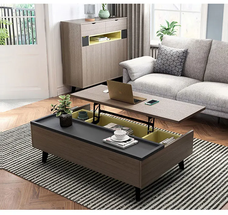Lift Top Modern Designer Wooden Coffee Table Sets For Living Room