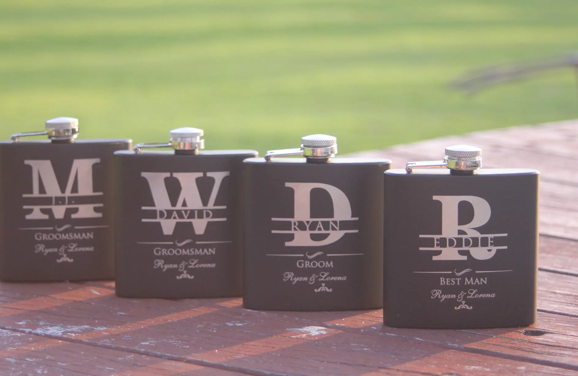 6oz Matt Black Custom Engraving Stainless Steel Hip Flask Gift Set With