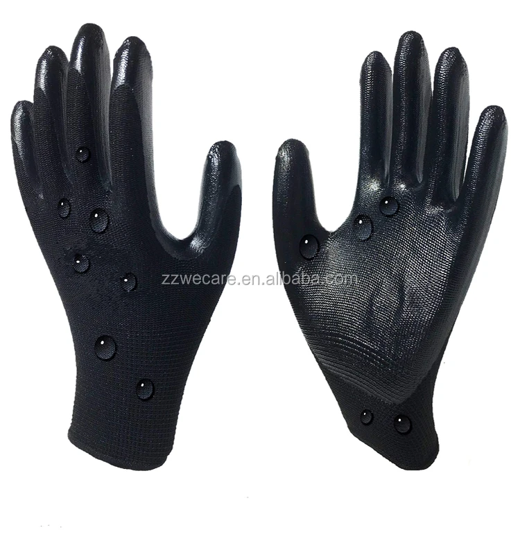 All Purpose Gardening Textured Grip Dipped Palm Finger Nitrile Coated Work Gloves 