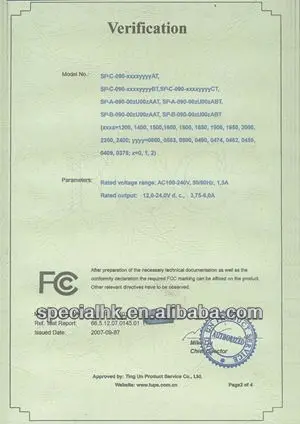 FCC certificate