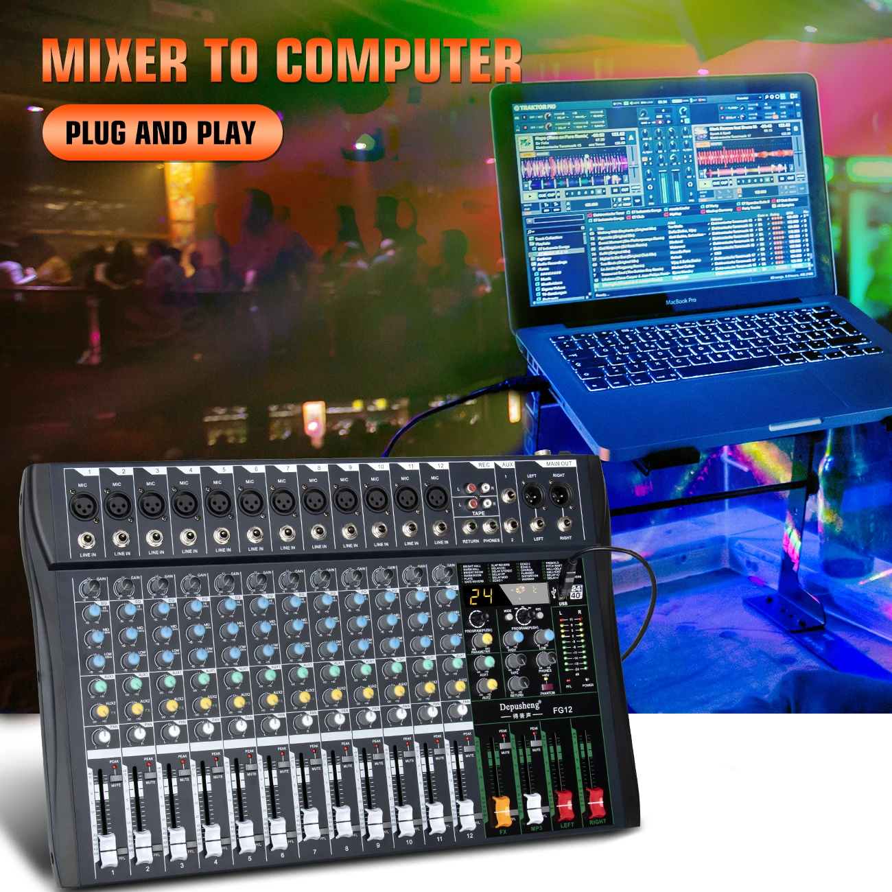 Depusheng Fg12 New Design Builtin 24 Reverb Effect 12 Channel Mp3