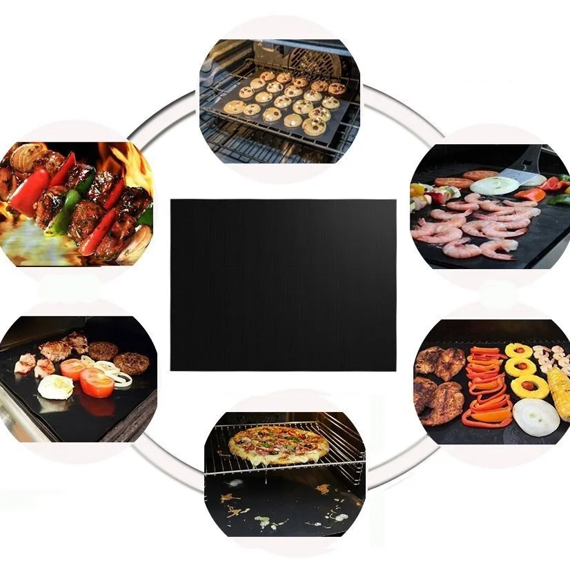 Outdoor BBQ Mat Non-Stick Reusable Waterproof Fireproof Portable for Charcoal Grilling Electric Grills Camping Outdoor Kitchen supplier