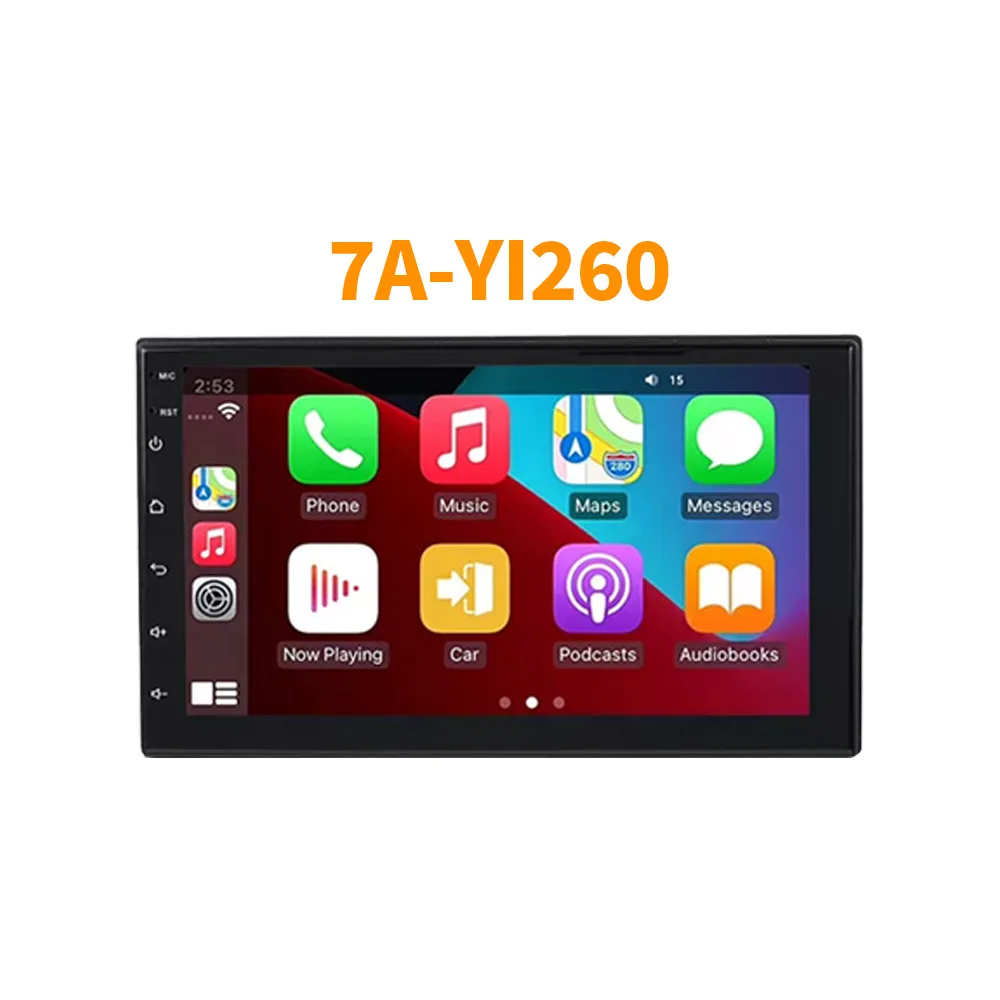 7 Inch Universal 2.5d Touch Screen Android Auto Wired Carplay Multimedia 2 Din Car Lcd Dashboard