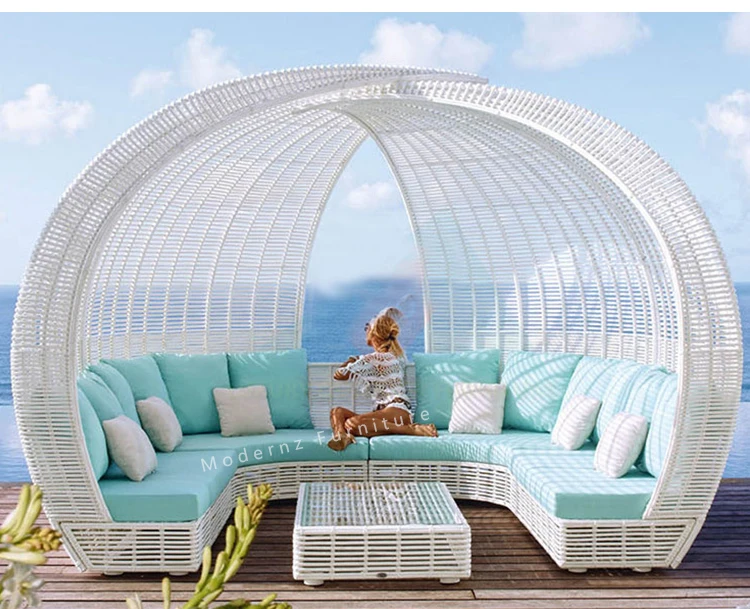 便宜的muebles de jardin藤制日光浴床花园户外家具