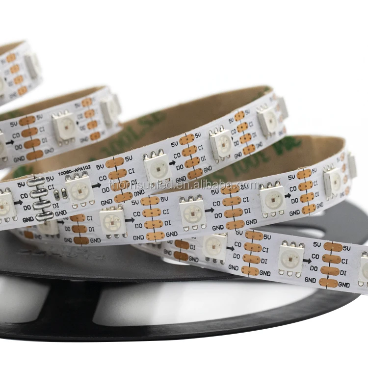 Smart led strip apa102 60leds/m white pcb non-waterproof led indoor strip light rgb