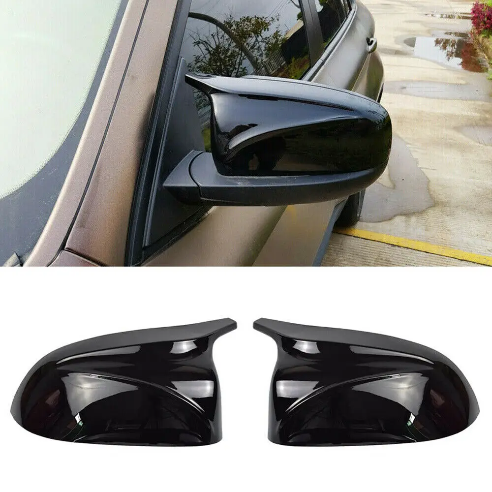 Pair Mstyle Carbon Fiber Look /gloss Black Rear View Side Wing Mirror