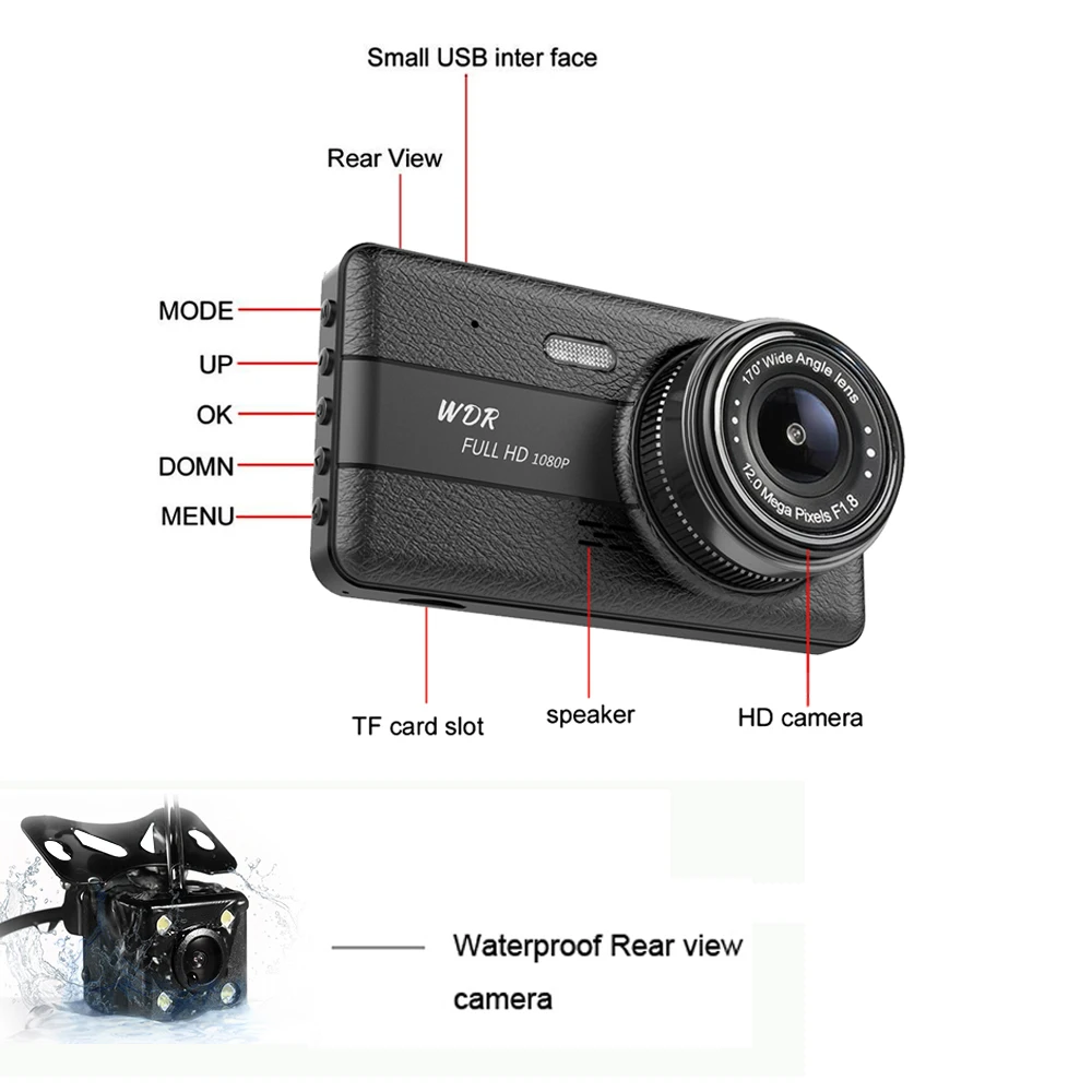 Newest 4.0 Inch Auto Camera Dash Cam 1080p Gravity Sensing Night-vision