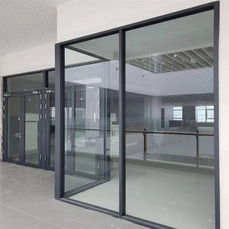 product integrated single glass partition with 80mm wall thickness  25mm slim aluminum frame   for offices schools hospitals-2