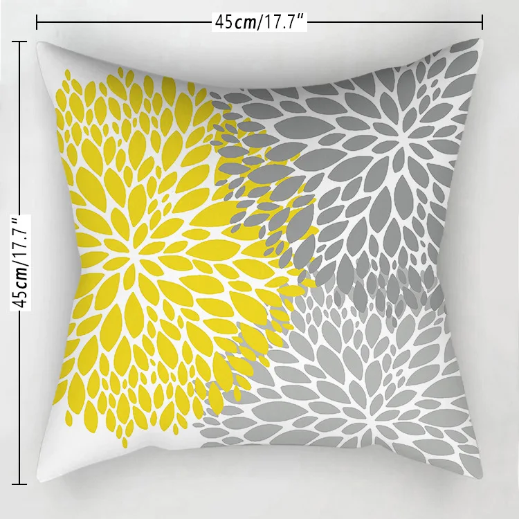 Custom Bright Yellow Colorful Cushion Covers Microfibre Geometric ...
