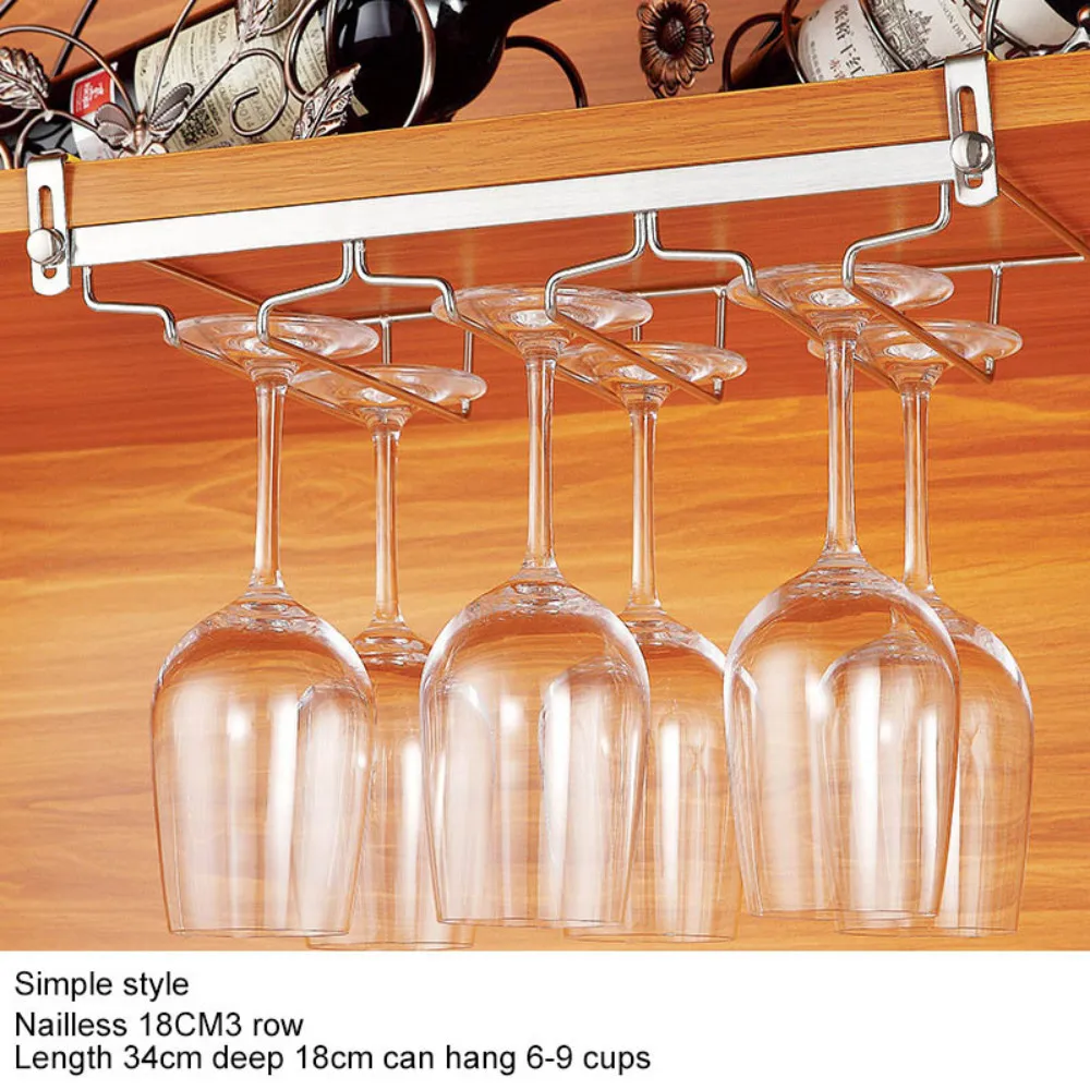 3 Rows/4 Rows Stainless Steel Wine Glass Rack Household Simple&luxury
