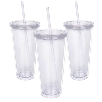 Best Seller Bpa Free 24oz Milk Tea Straw Plastic Mug Custom Double Wall ...