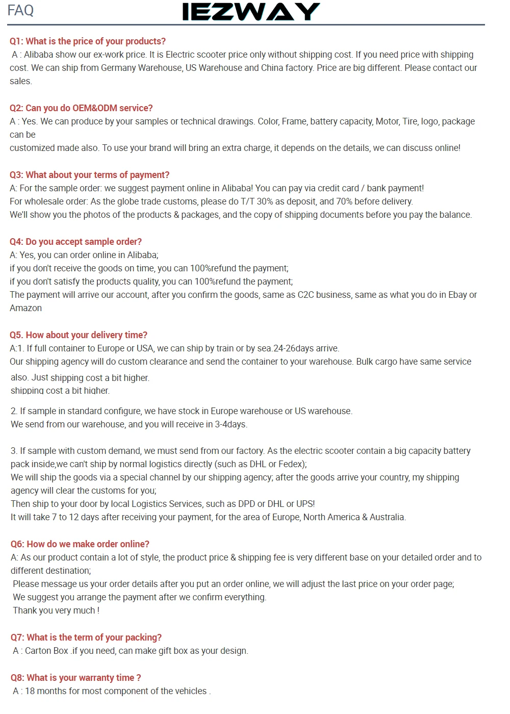 iEZway FAQ