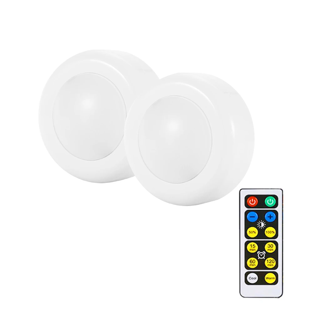 Biumart 2700k dimmable recessed directional led puck light set 6000k touch dual white above cabinet lighting with remote