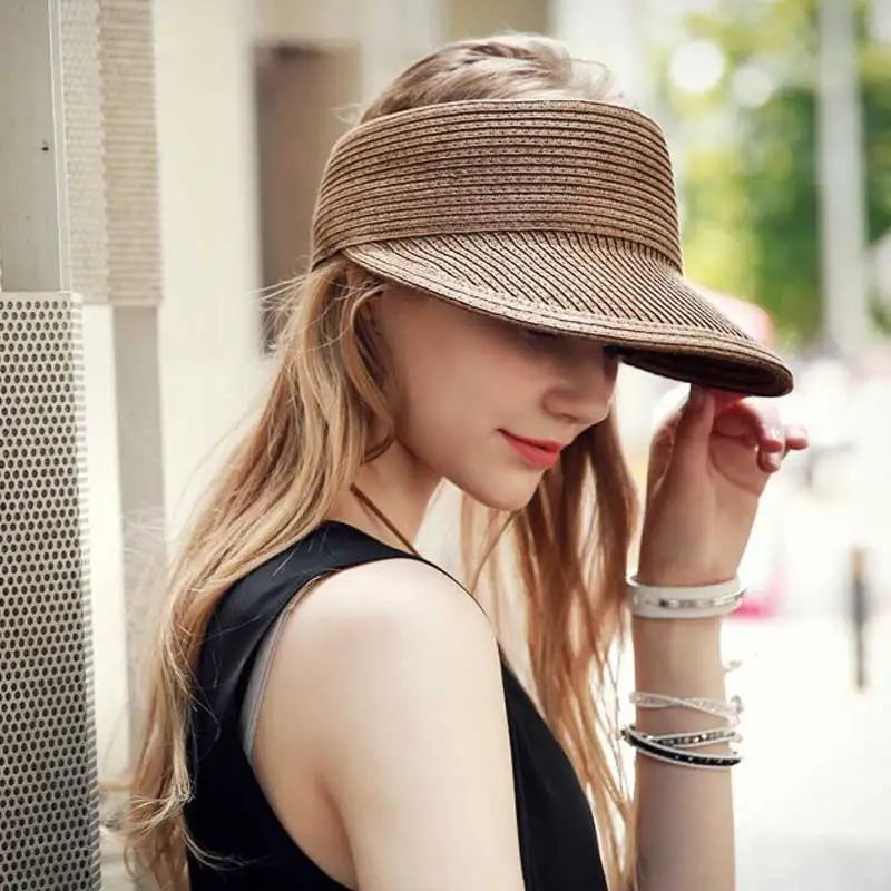 Factory price customized plain bulk sale visor straw cap uv