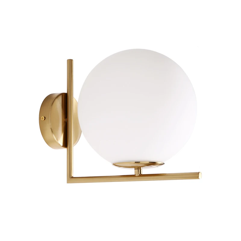 Modern decorative gold glass ball luxury E27 wall sconce bedroom wall lamp