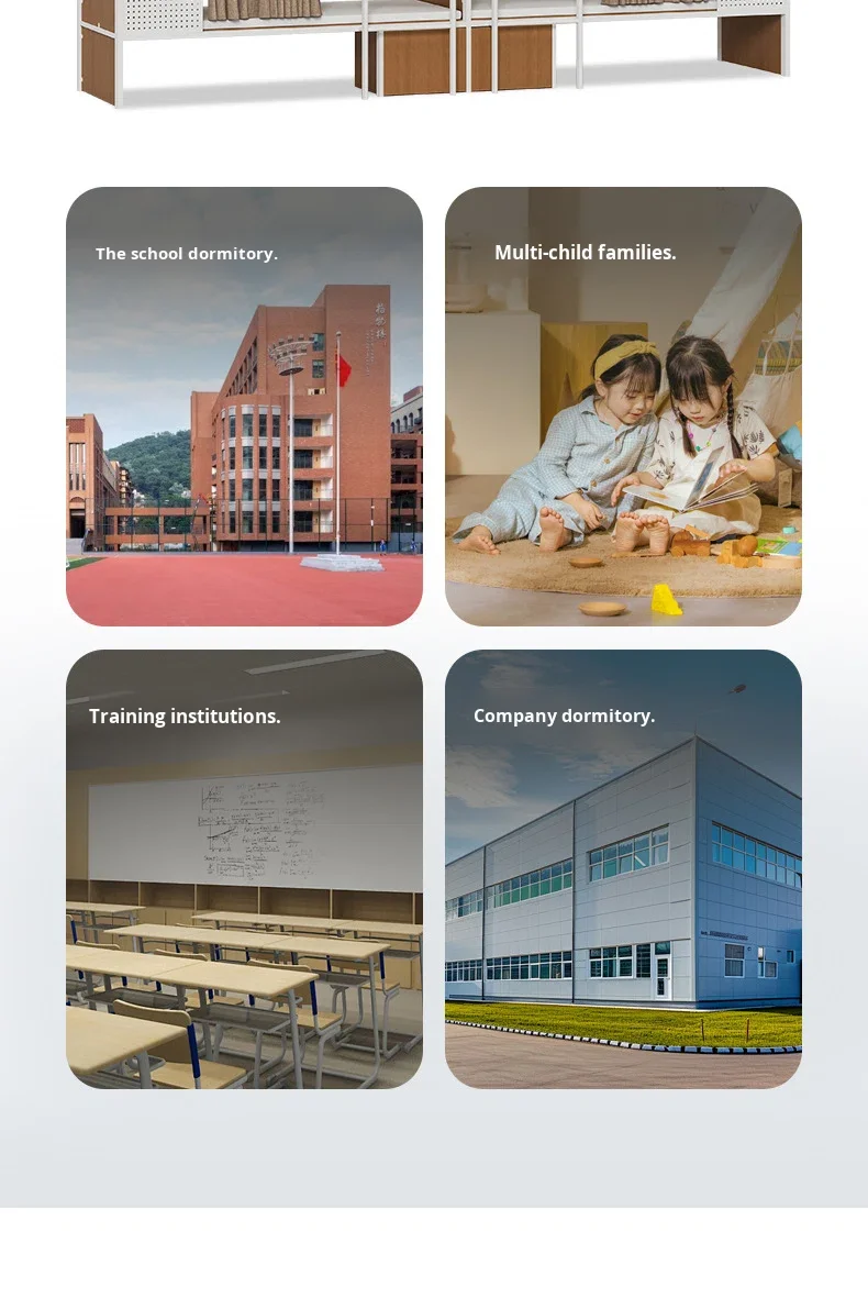 product custom free 3d design service school dormitory bunk bed steel frame small apartment bunk double bed for bedroom-6