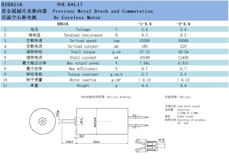 8.5mm Tubular Round Shaft High Speed Dc 3.4v 58000 rpm Motor