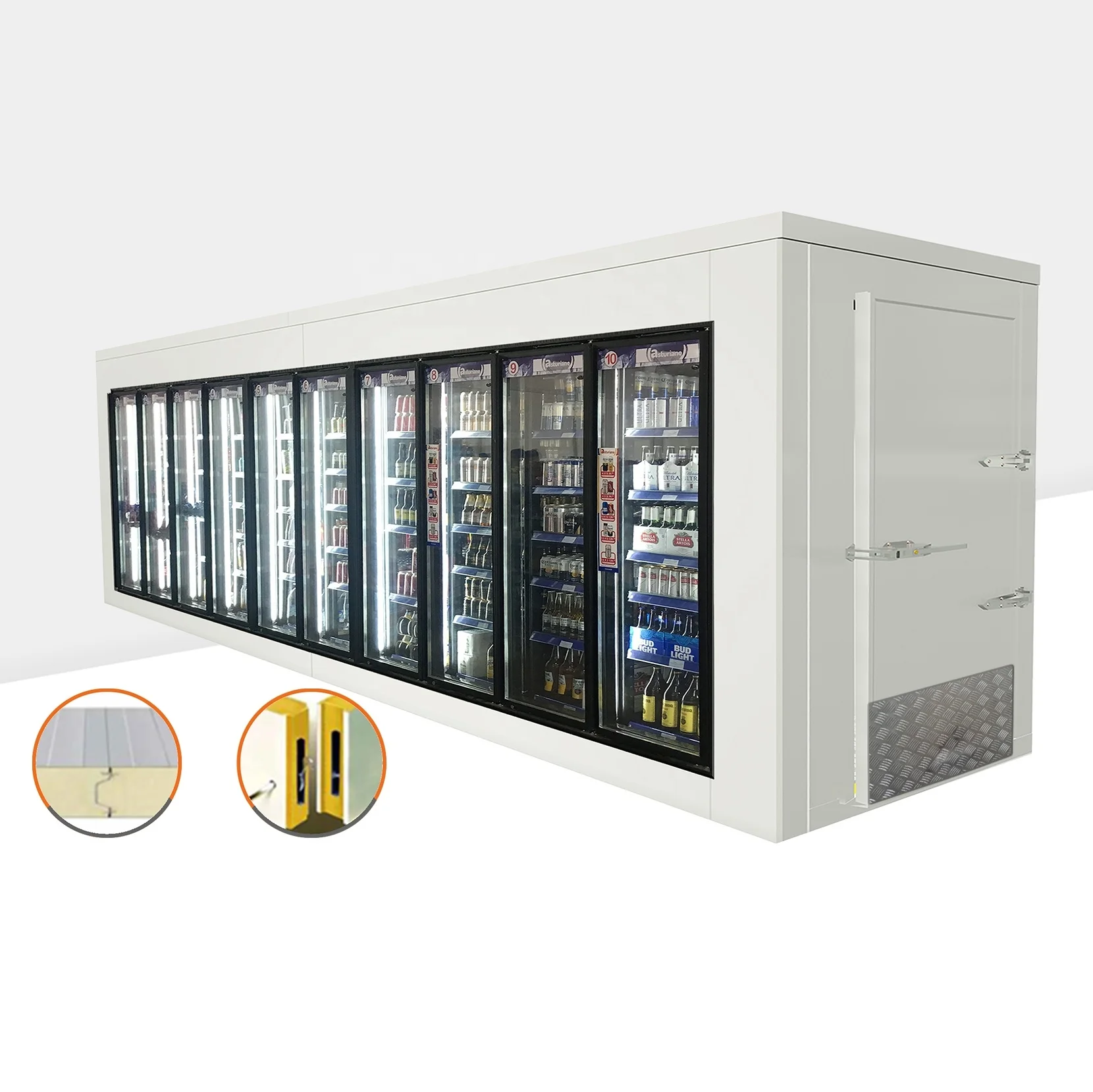 Display glass door/shelves/sandwich panel for walk in cooler/freezer/commercial refrigerator