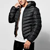 Hot cake factory direct sale custom print contrast detail warm grey goose male black puffer padded coat