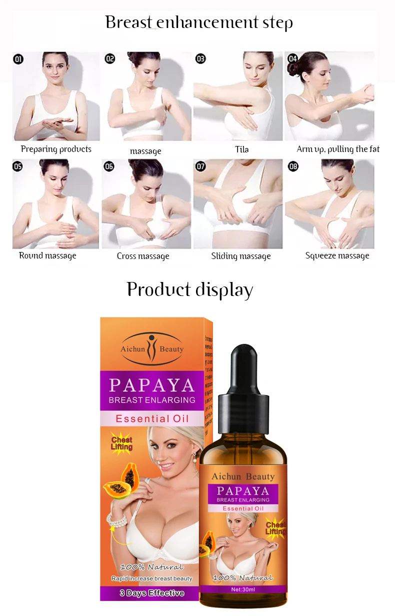 Aichun Beauty Natural Papaya Effective Lifting up Firming Massage Essential Oil for Breast Enlargement