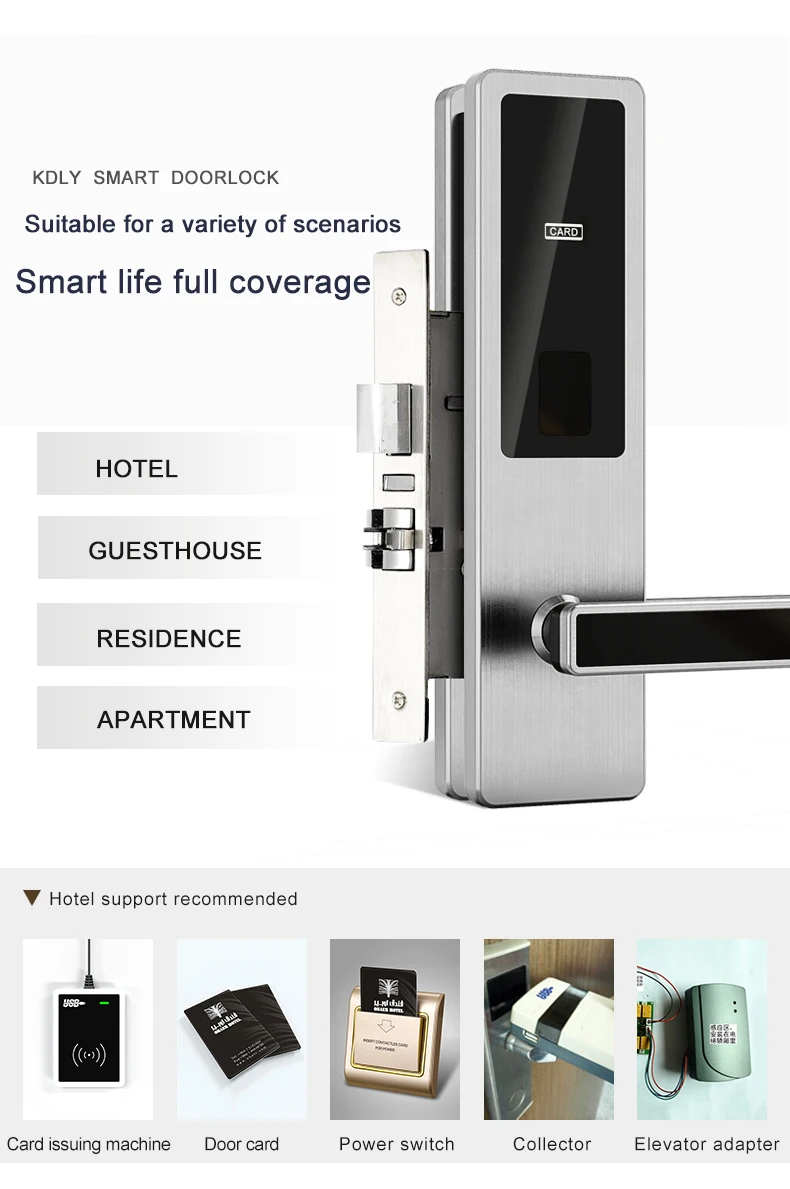 5-lock tongue structure weatherproof RFID hotel door locks for apartment hotel residence guesthouse
