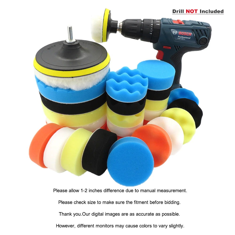 29pcs 3 /6inch Drill Foam Polishing Drill Sponge Pad Kit Buffing Pads Set For Car Polishing