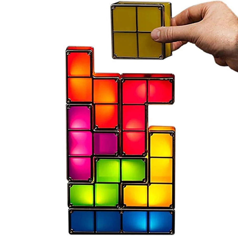 DIY Tetris Stackable Night Light 3D Puzzles Light Colorful Blocks Induction Interlocking Led Novelty Desk Lamp Baby Gift