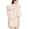 Real Fox Fur Collar Double Face Coat Customize Oversize Fashion Style Women Wool Coat Winter 100% Cashmere Coat Women