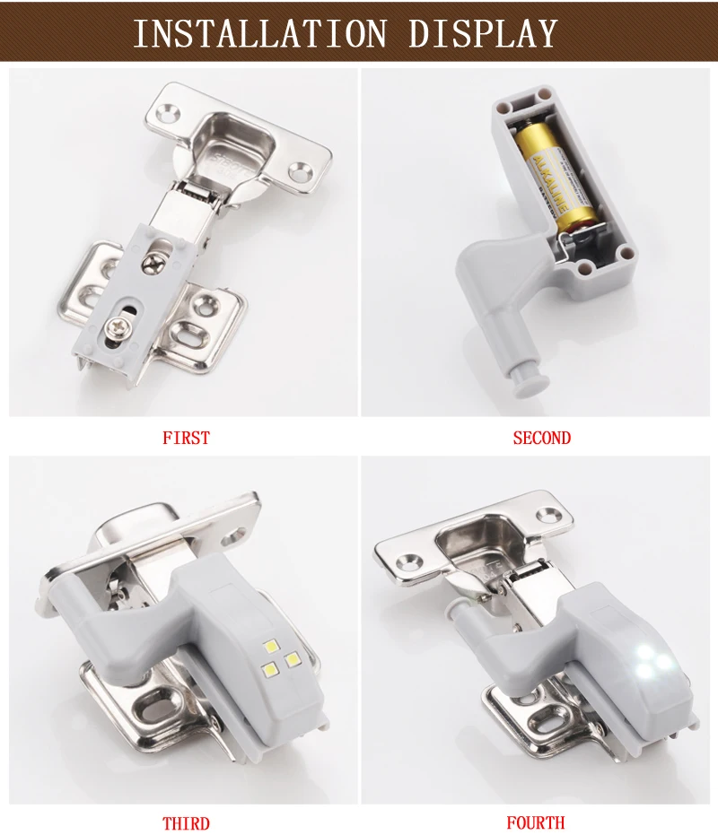 Battery Led Hinge Light Wardrobe Sensor Touch Lamp Night Lights