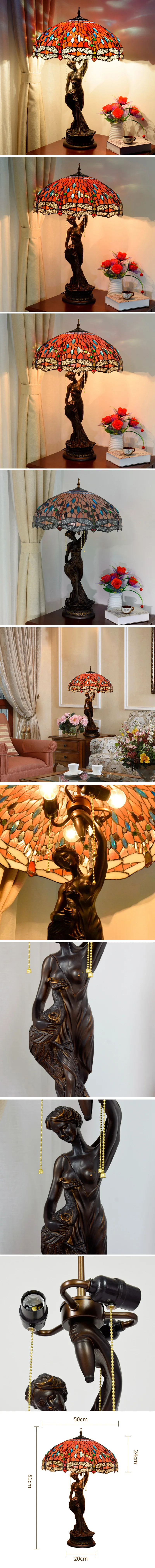 Tiffany table lamp High quality antique stained glass tiffany table lamp bed room classic LED lamps