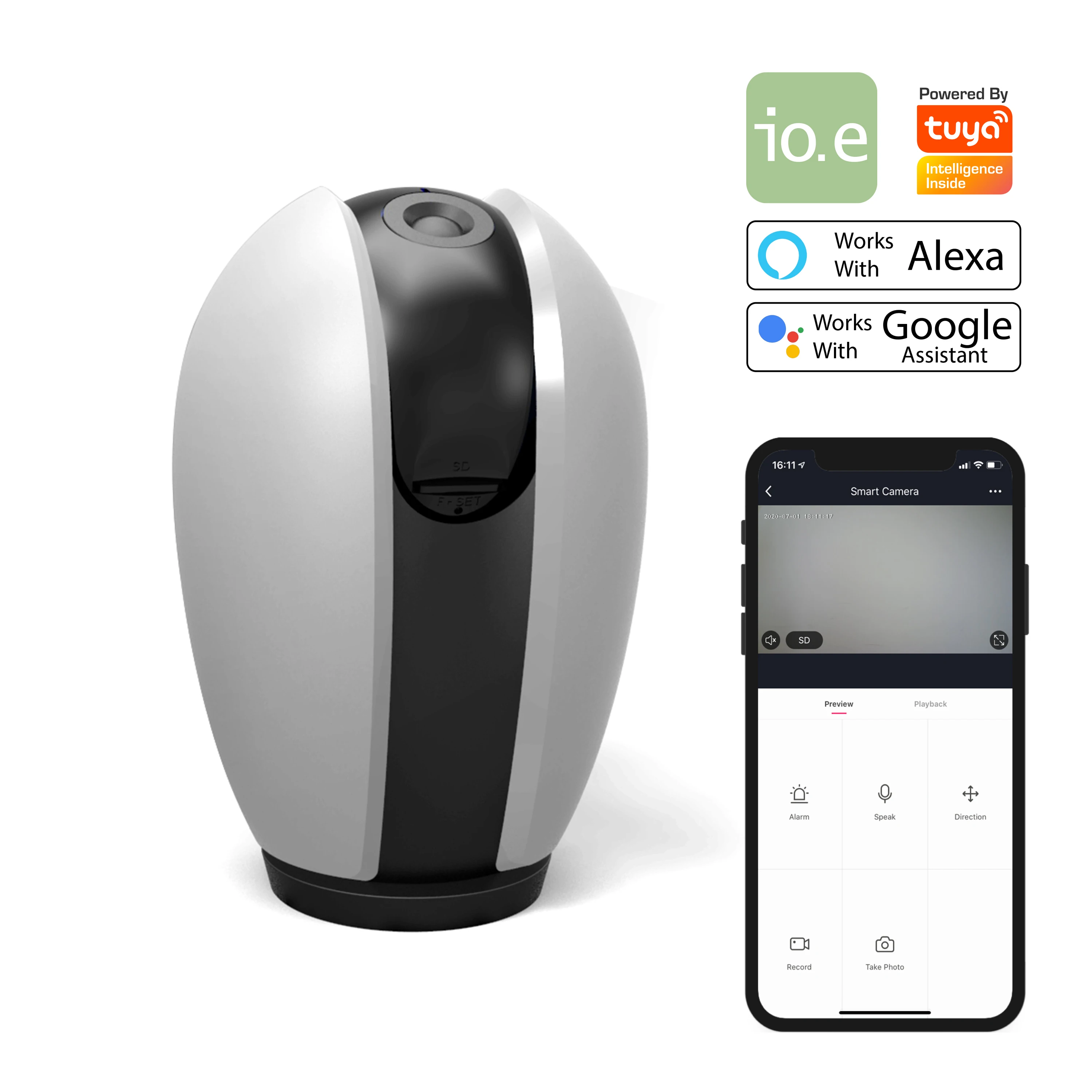 
Smart Wi-Fi Video Camera 720/1080P motion detection night vision two-way audio push alert Tuya Smart Echo Show 