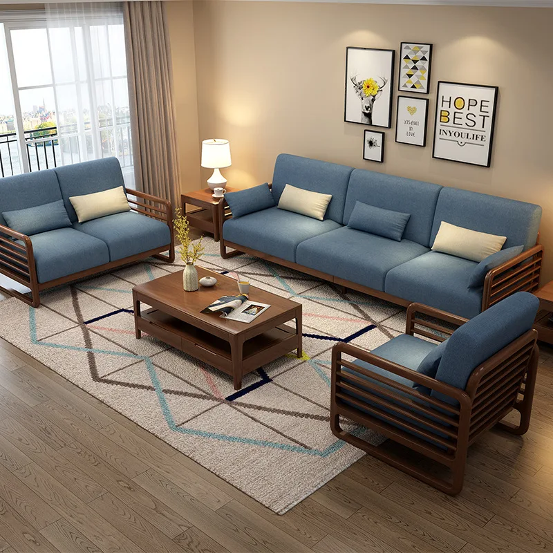 2020 实木底座布艺沙发 3 2 1 双人躺椅沙发木架可自定义的中国工厂
