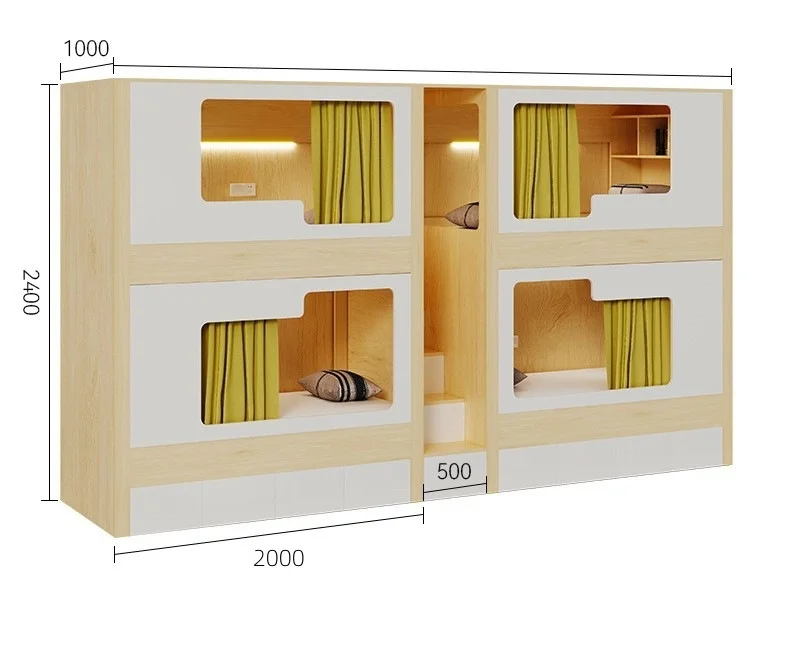 product custom metal material solid wood space capsule bunk bed kids and students apartment dormitory bunk bed with slide-19