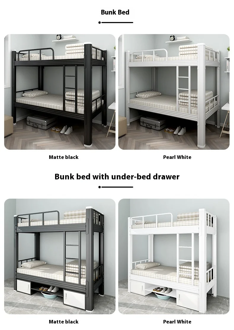 product durable metal bunk bed with ladder soft modern design for school dormitory or home use budget friendly option-11