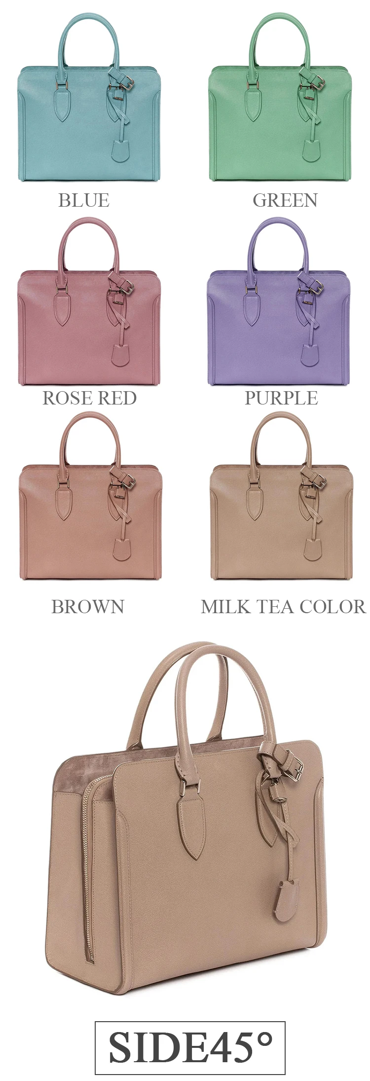 Classic Vintage Design Naturalcolors Charms PU Leather Waterproof Female  Opentops Women Bag Ladies Handbag