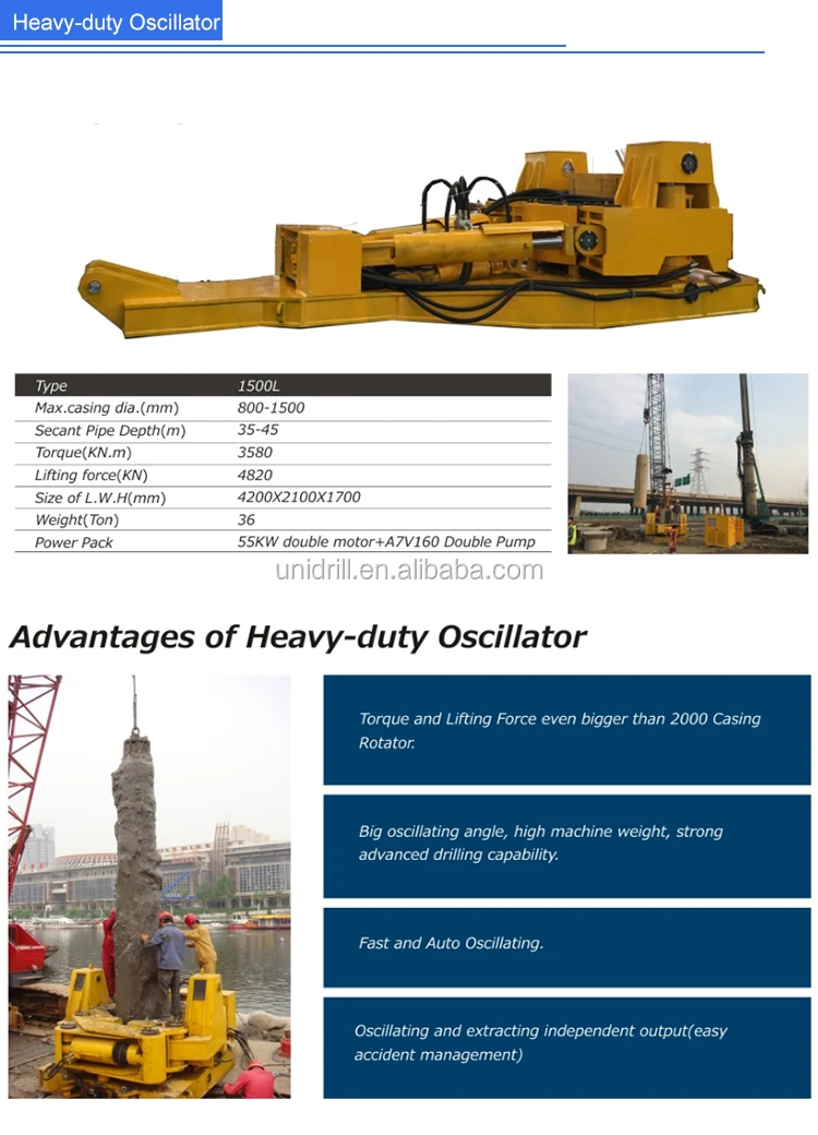 Drilling Rig Oscillator Machine For Small Pile Driving Machine Casing
