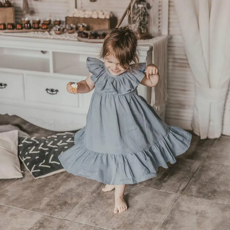 2 Year Old Girl Pleated Skirt Solid Color Cotton And Linen 26 Years