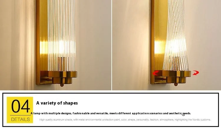 product european style luxury led wall lamp modern glass body with iron and brass for indoor home or hotel decoration-10