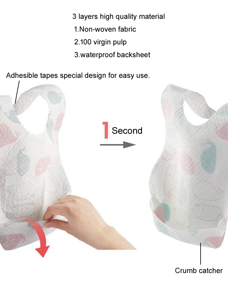 Non Woven Fabric Baby Disposable Paper Bibs
