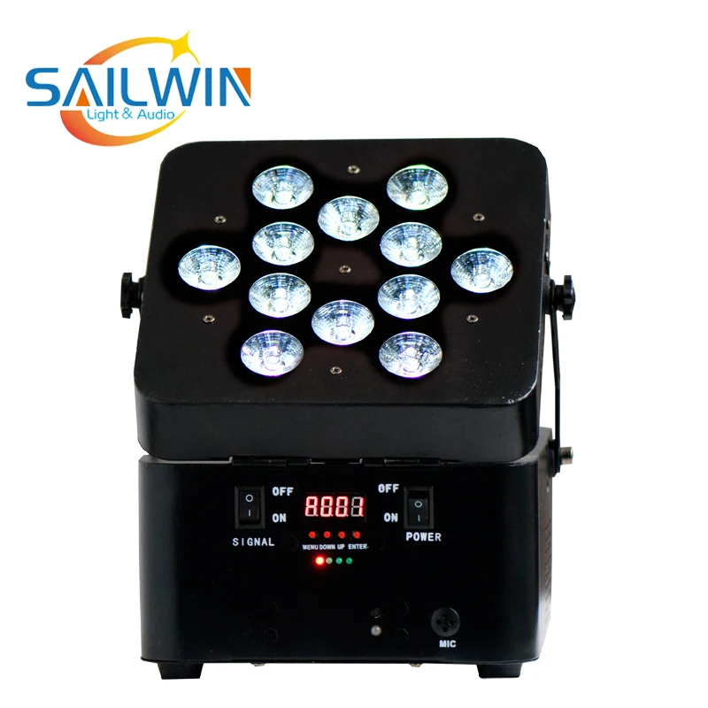 Sailwin Professional Wireless DMX 12x18W RGBWA UV 6in1 Battery Powered LED Par Can Light DJ Stage Lights