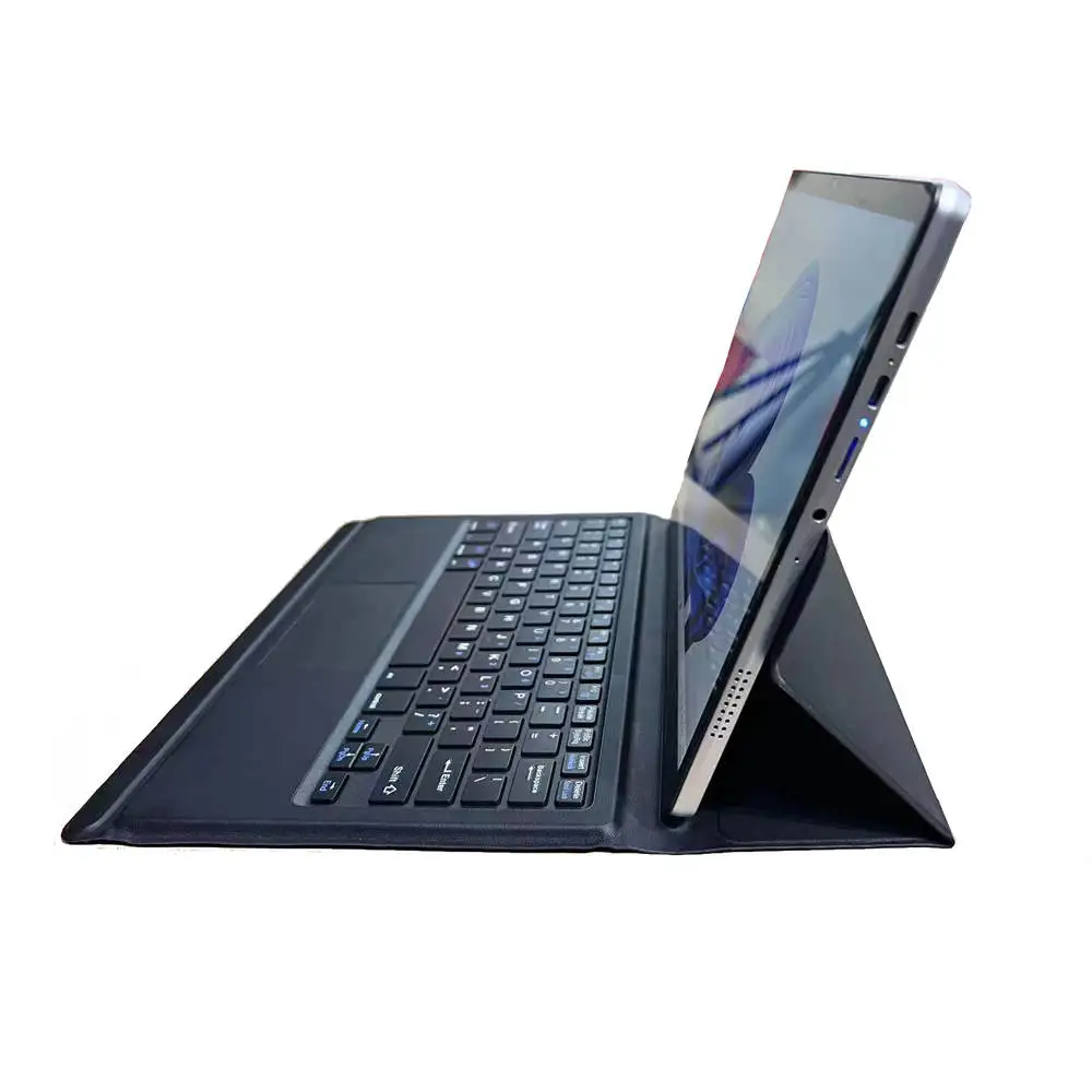 Side-by-side comparison of 12-inch OLED vs 12-inch IPS laptop displays showing text clarity and color depth