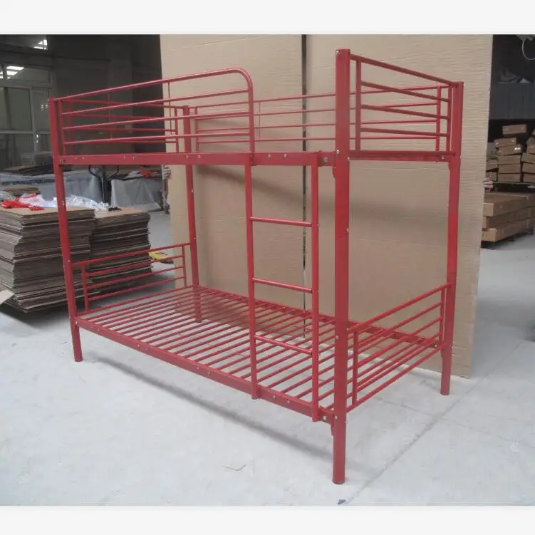red metal bunk bed