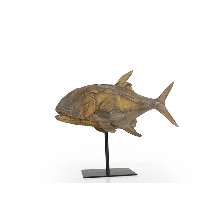 resin woodlike fish shape wood nautical crafts fishing Tropical Ocean Fish Modern Art Statue manufacture