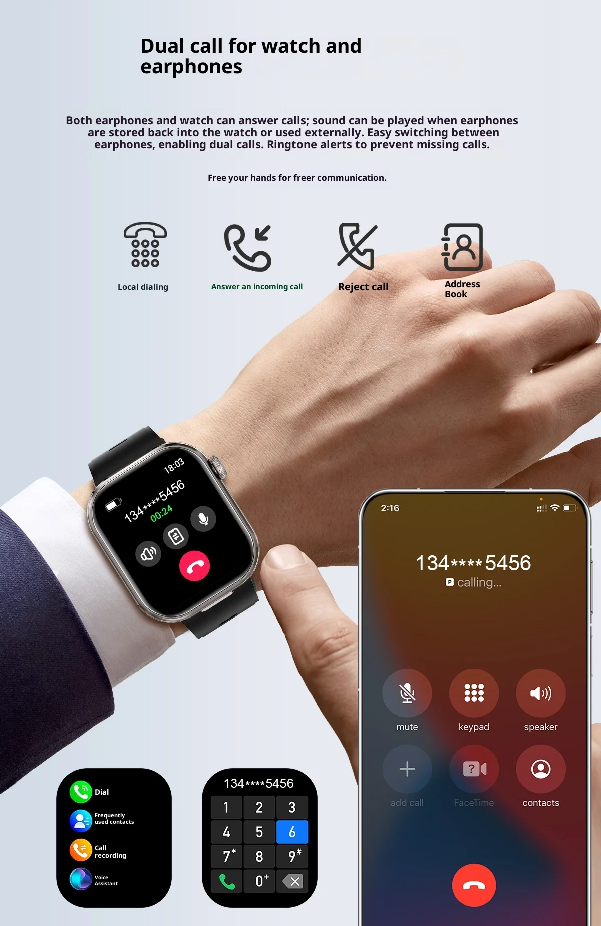跨境CY-T99耳机二合一智能手表双呼叫记录血压心率监测IPS IP67