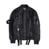 Autumn Top Fashion Long Sleeve Pilot MA1 Black Straps Punk Hip Hop Men Jacket Coat