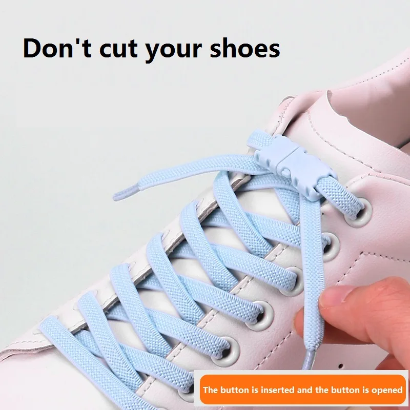 Wholesale Lazy Free Shoelaces Color Plastics Capsule Buckle Flat