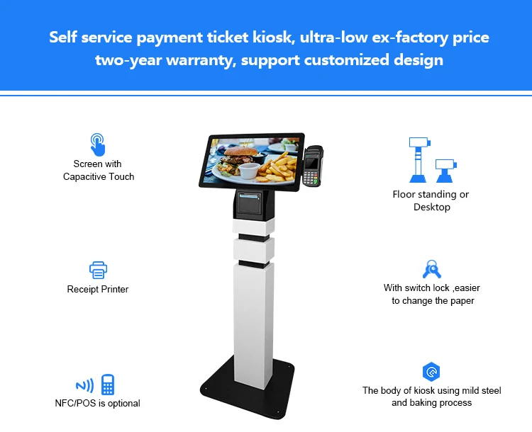 Restaurant Fast Food Automatic Rfid Touchscreen Cashless Smart Outdoor