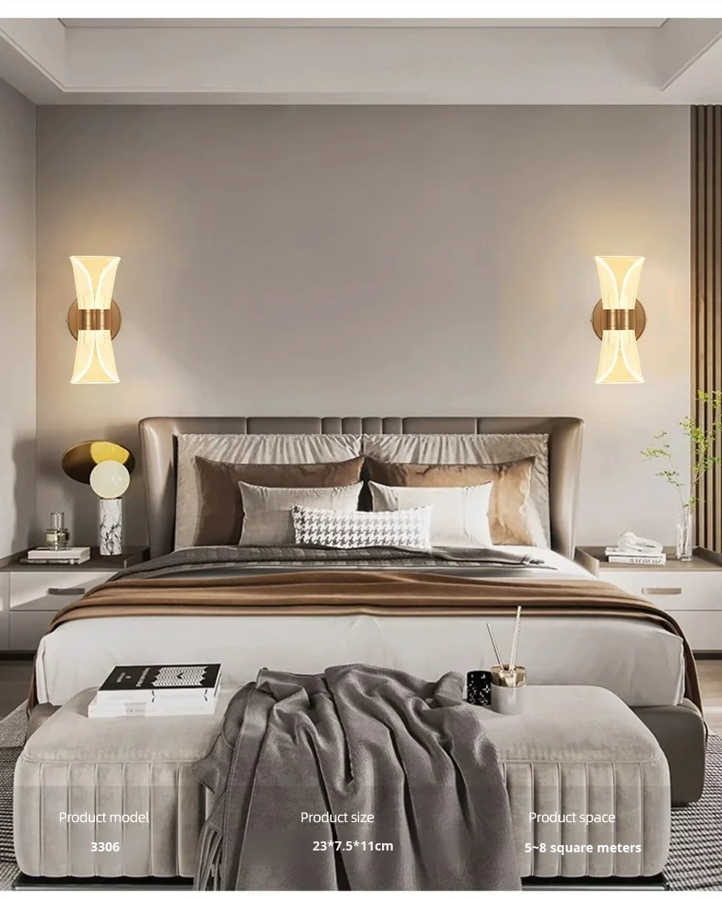 product cross border minimalist modern bedside lamp creative bedroom living room nordic led ultra bright aisle background wall light-8